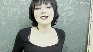horny goth mavis dracula seduces you into pounding her pink pussy and cumming all over her feet