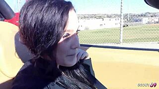 Black-Haired 18+ Teen Saggy Tits Picked Up For Old Guy Fuck