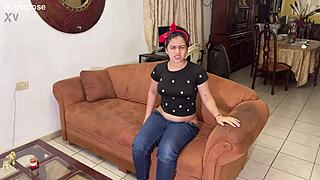 Colombian maid's curvy big ass shakes as tight jeans slip down begging for homemade roleplay fuck