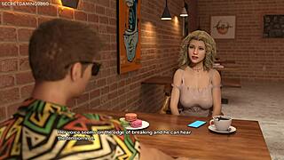 Bimbo blonde masturbates nude public with toy busty tits shaking sexy 3D game