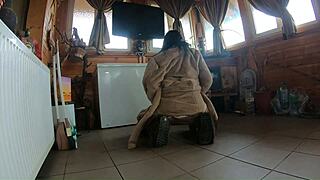 Curvy Wife In Golden Dress Gives Deep Blowjob Then Hard Doggy