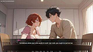 passionate sex with creamy games' busty horny 3d hentai wife in slut marriage game part 01