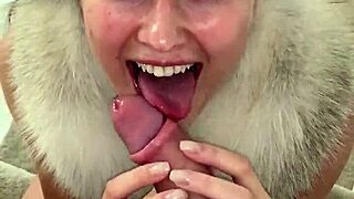 hot babe gives deep sloppy pov blowjob on huge cock in socks