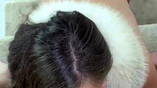 hot babe gives deep sloppy pov blowjob on huge cock in socks