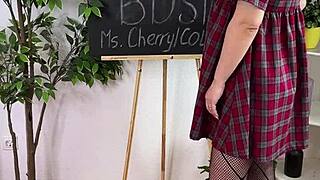 picture your sexy teacher in stockings handcuffs toying solo for fun.