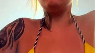wet african beach babe trains in tiny bikini gym dripping pussy juices down legs