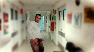 watch this sexy stud jerk off in hospital