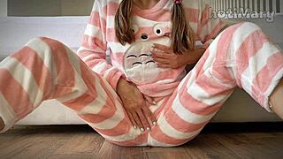 Skinny Schoolgirl's Explosive Squirt Orgasm Pussy Fingering