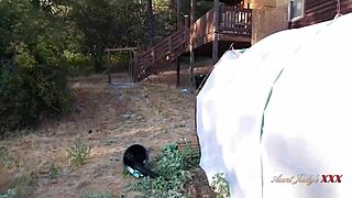 mature babe spreads wide on desk her big tits heaving with lustful desire