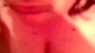Wife's hot bathtub blowjob ends with cum on big tits