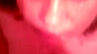 Wife's hot bathtub blowjob ends with cum on big tits