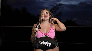 Sara Blonde's interview spirals into public masturbation squirting frenzy