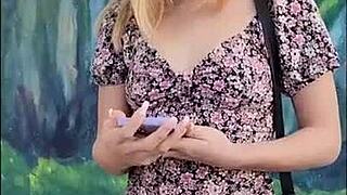 Skinny 18yo beauty poses bound in outdoor BDSM photos