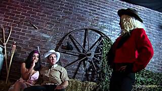 Curly Blonde Milf Sucks Thick Cock Amid Group Orgy