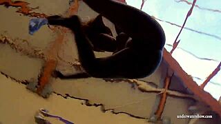 big titted brunette zuzanna dives nude into the pool splashing wet