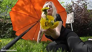 Granny's Outdoor Prolapse Masturbation Too Naughty to Hide?