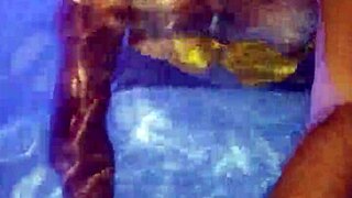 Mexican puta sucks cock by pool, neighbors watching 😈