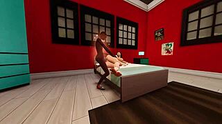 black cock pounds me cheating in heels on bed