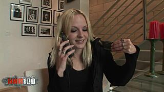 petite blonde's tiny ass deeply impaled on huge black cock