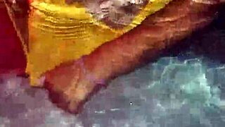 Mexican puta sucks cock by pool, neighbors watching 😈