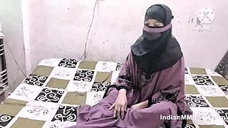 indian hijab beauty surrenders to husband's rough thrusts