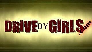 a cute teen shoves her pussy through car window for public orgy fucking