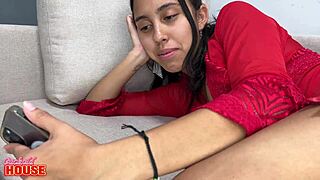 Young wife 18 rides big cock doorman while corny husband watches closeup