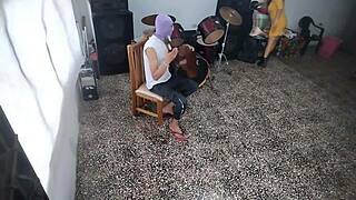 My best friend sneaks off to stroke his huge cock while flashing in the music room like a total pervert