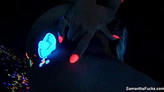 samantha saint strips nude teasing her big tits and pussy solo