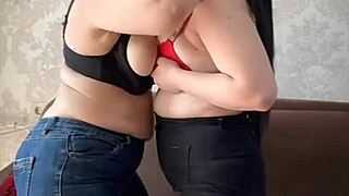 Stepmom shows hot pussy grinding and tit sucking to eager brunette!