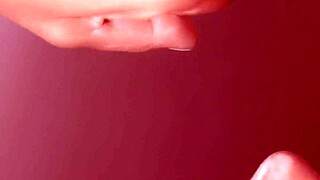 Wife teases with close-up blowjob and swallows cum at work