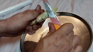 Ginger figging stretches submissive's tight asshole first time