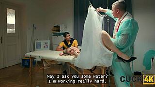 Doctor gropes fucks tight patient pussy during cuckold exam