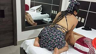 hot latina rides cock cowgirl style moaning sensually in hotel room?