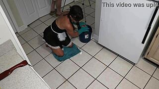 Petite milf slave in tail plug takes dp creampie pounding