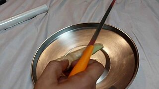 Ginger figging stretches submissive's tight asshole first time