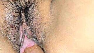 Sexy Latina wife in outfit gets wet pussy pounded missionary style by husband