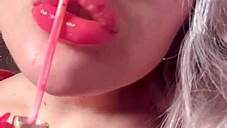 fall deep for bimbo red lipgloss webcam goddess worship