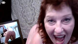 Sexy Voluptuous Redhead Dawnskye1962 Strips Rides Huge Dildo Hard!
