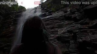 caught in steamy public waterfall sex romp