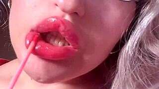 fall deep for bimbo red lipgloss webcam goddess worship