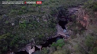 caught in steamy public waterfall sex romp