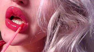 fall deep for bimbo red lipgloss webcam goddess worship