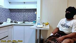 Big ass curvy wife, why not rimjob your hubby then fuck him senseless in kitchen?