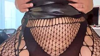 Sexy latina in see-through pantyhose rides cock hard at hotel