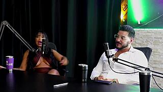 Frenchman meets sexy Brazilian swinger couple Cherie in sheer red for steamy menage intro.