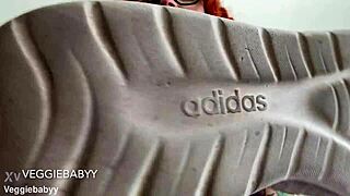 Feel this manipulative redhead force her stinky sneakers on you!