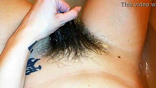 Super hairy pussy teases underwater depths