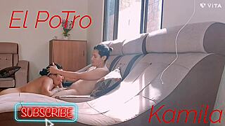 inviting curvy brunette with big ass over to tease and play at home