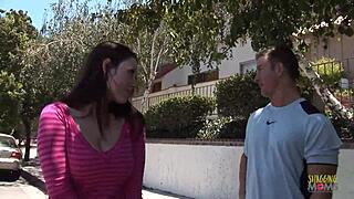 steamy car blowjob turns into living room facial cumshot pounding